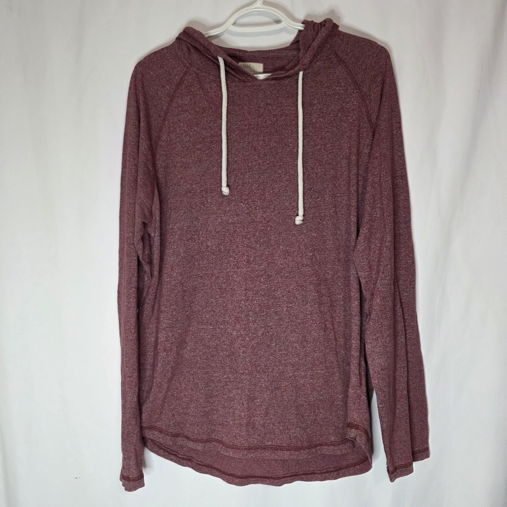 Alpha Beta Maroon‎ Hooded Pullover XL Lightweight Slub Knit Casual Lounge Hoodie